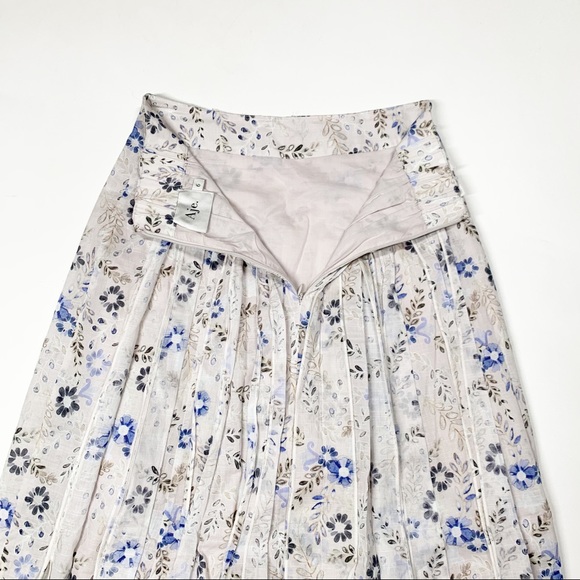 AJE Dellal Midi Skirt Wildflower Floral Print Size US 2 XS (AU 6) White Blue - Picture 10 of 12
